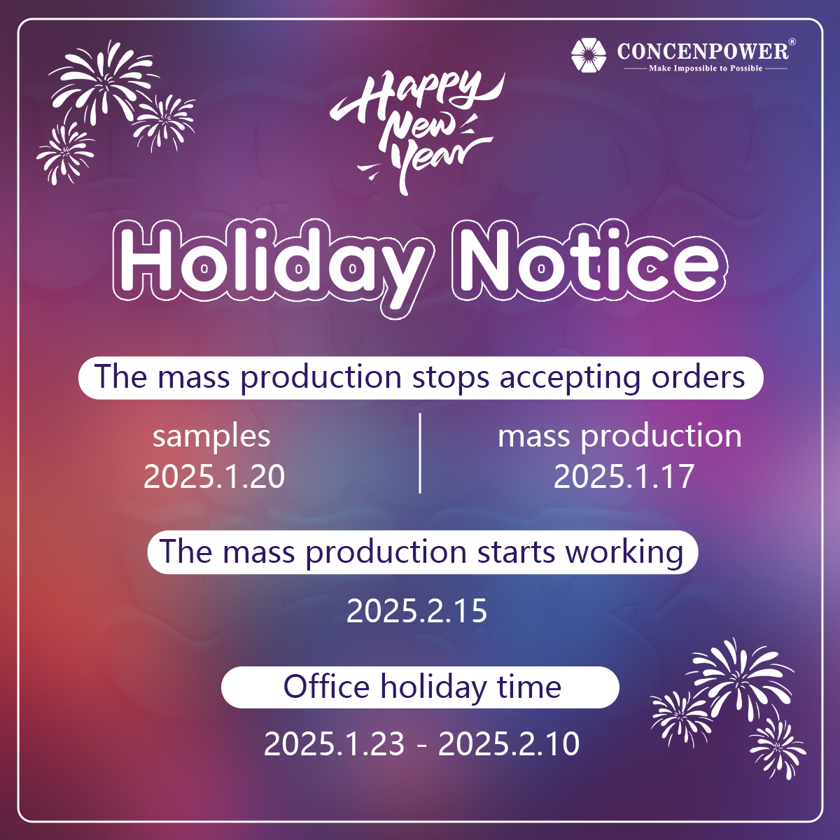 2025 Yeni Yıl Tatil Bildirimi